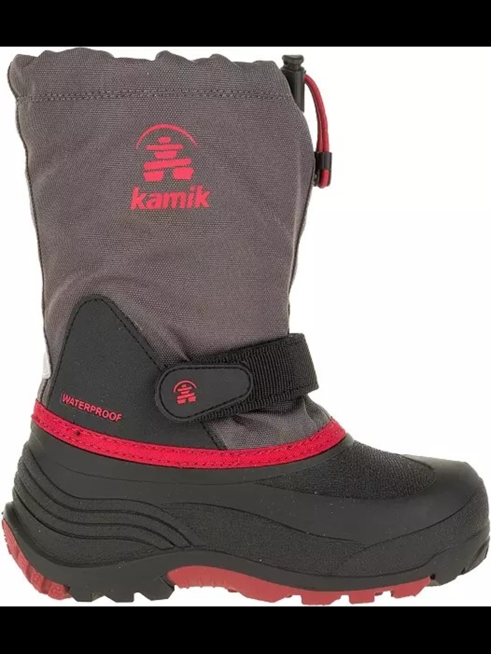 Kamik Waterproof Kids Winter Boot in Gray & Red